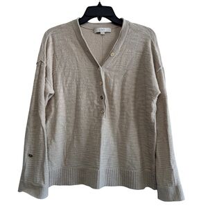 LOFT Women's Beige V-Neck Sweater Size Medium